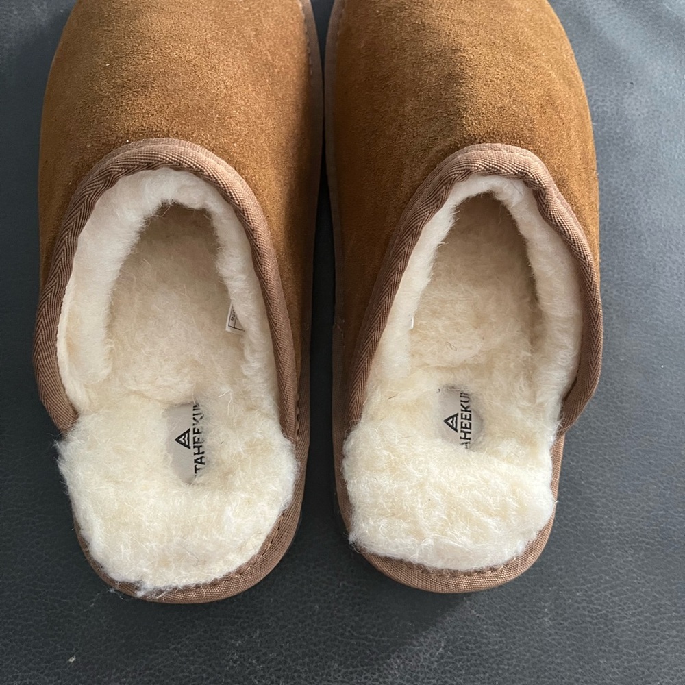 Tan Shearling Lined Slippers - image 3